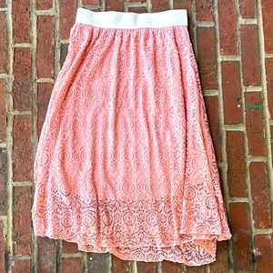 Lularoe Coral Skirt Lace NWOT